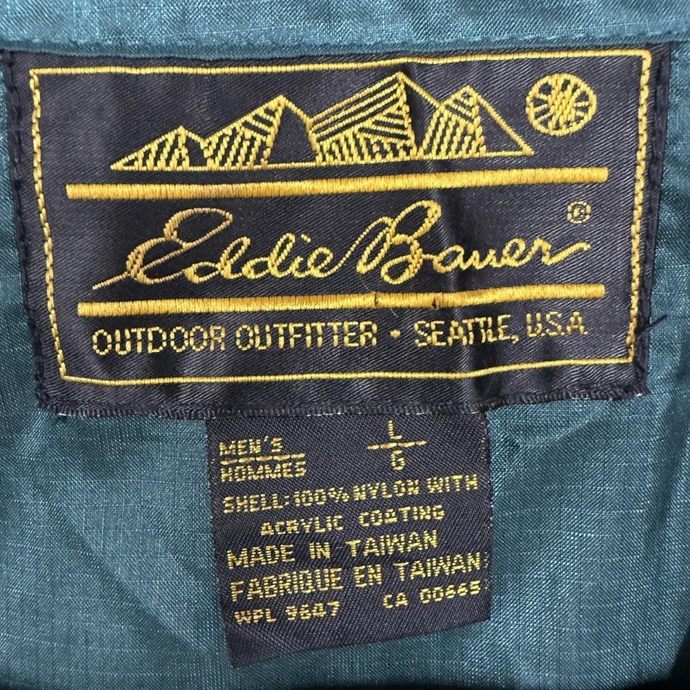 Vintage Eddie Bauer Jacket Mens Large Green Sac Shirt Nylon Windbreaker 80s 90s - Picture 4 of 14